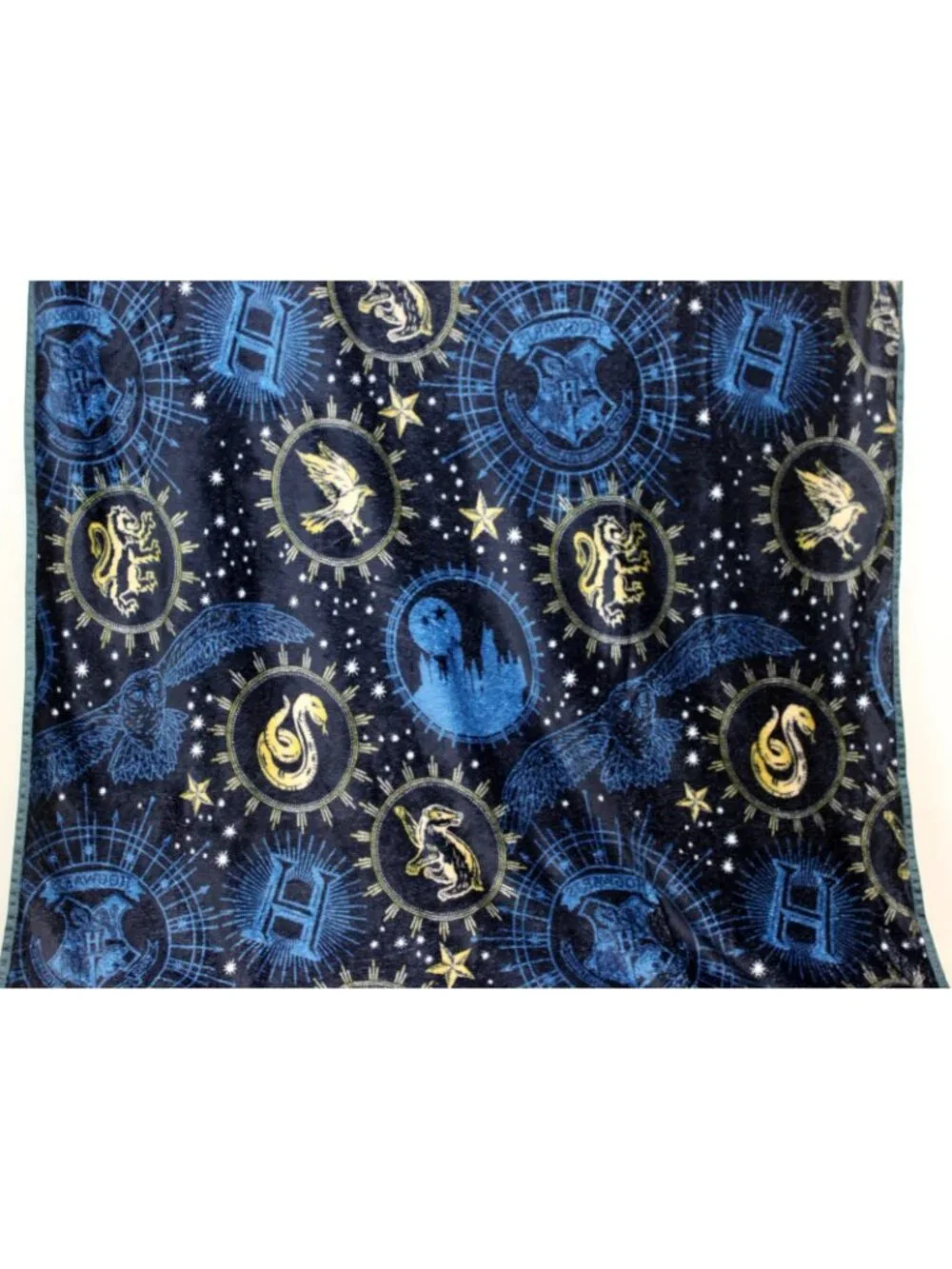 Wizarding World Harry Potter Fleece Blanket Throw Accent Sigils Blue Universal